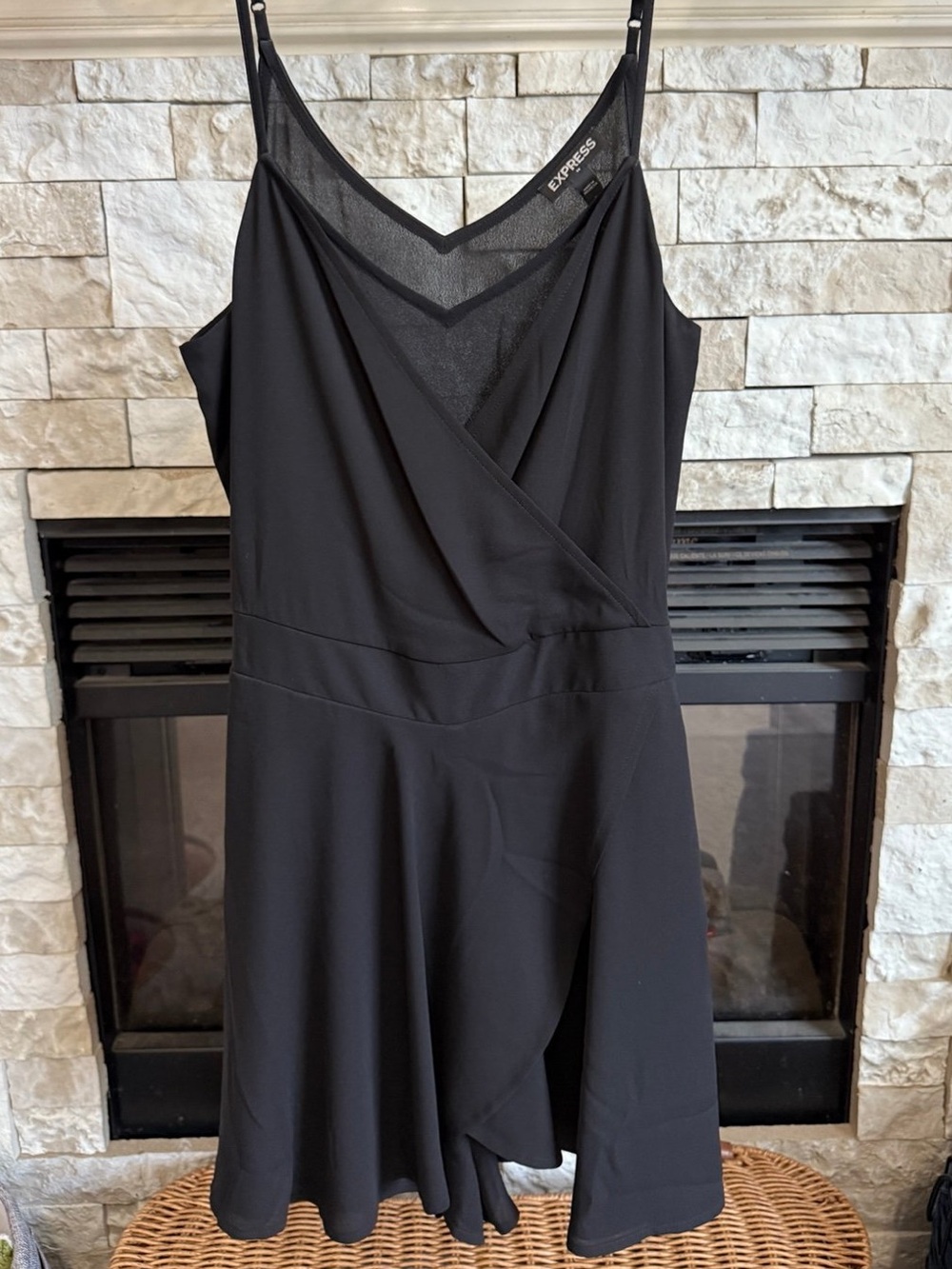 Express Women's Black Romper Dress - Sleek V-Neck Intimate, Sexy, Classy